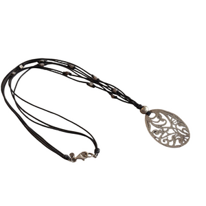 Silpada Silver Filigree Pendant on Black Cord